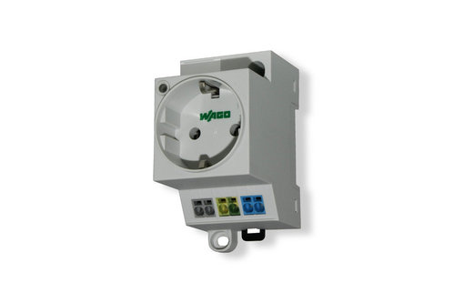 Schaltschrank-Steckdose Grau für Normschiene - mit LED Statusanzeige - WAGO