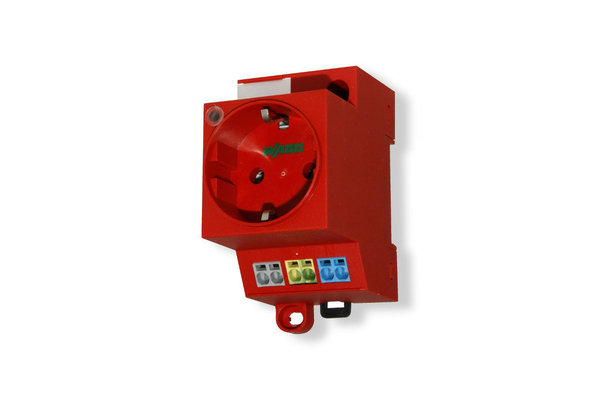 Schaltschrank-Steckdose Rot für Normschiene - mit LED Statusanzeige - WAGO
