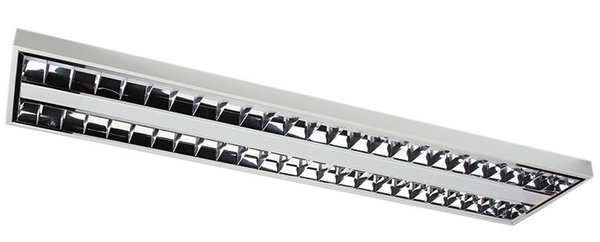 LED Anbauleuchte mit Aluminium Doppelparabolraster höchglänzend - Länge 1495 mm - 48 Watt